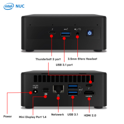 Intel NUC PC | Intel Core i3-1115G4 2x3,0GHz | 16 Go DDR4 3200Mhz | Intel UHD-Grafik 11.Gen | 512Go M.2 NVMe
